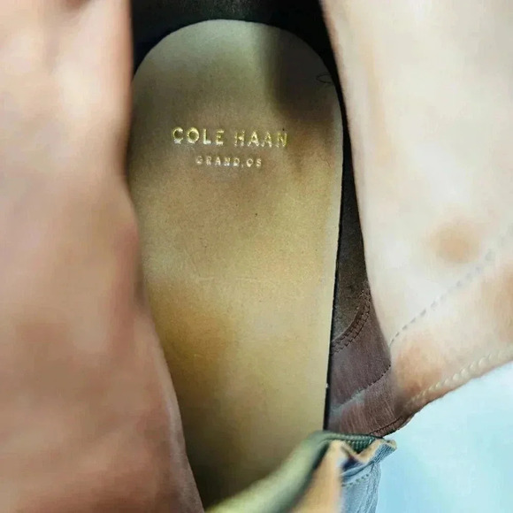 Cole Haan Grand OS Size 11B Boots Brown Leather Block Heel Buckle - Picture 9 of 12